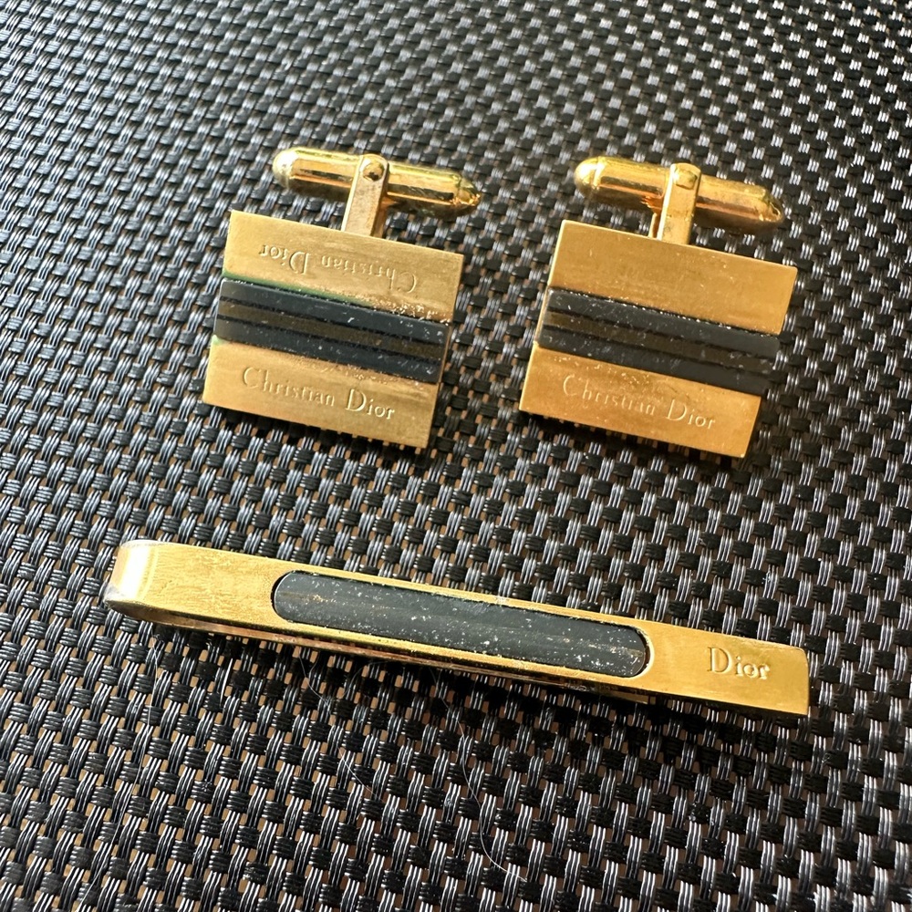 Dior Gold and Black Cuff Links Elegant Accessories